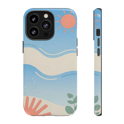 Beach Waves Tough Phone Case — Summer Sun & Seashell Protective Cover