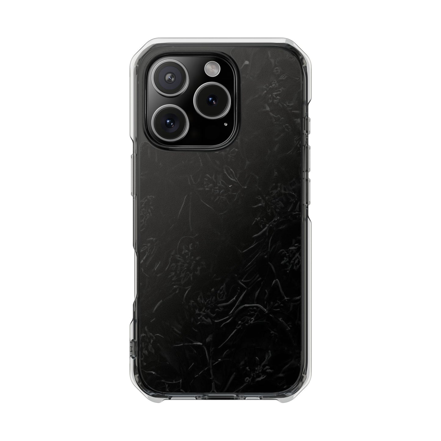Magnetic Impact Phone Case — Black Floral Design