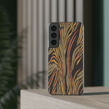 Marbled Neutral Stripe Phone Case — Abstract Beige & Terracotta Flexi Case
