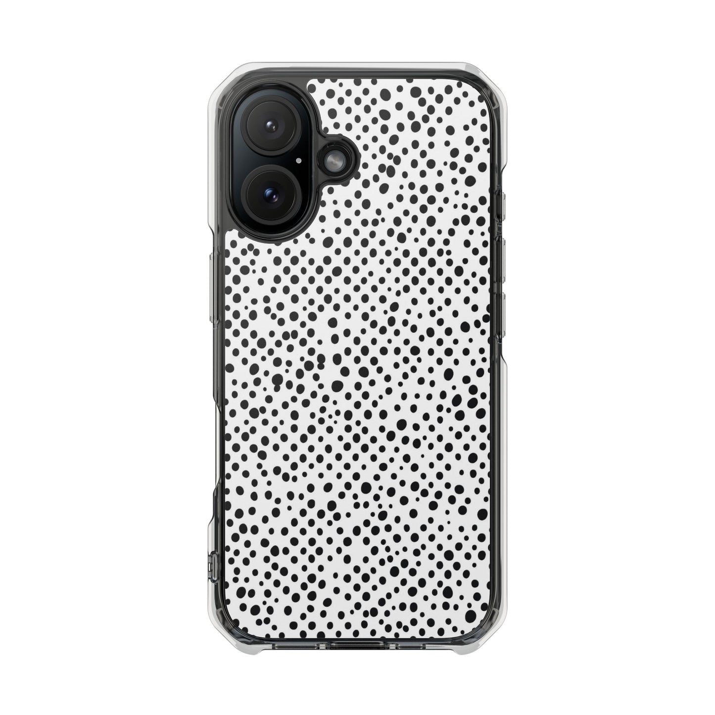 Clear Magnetic Phone Case — Black & White Speckled Pattern