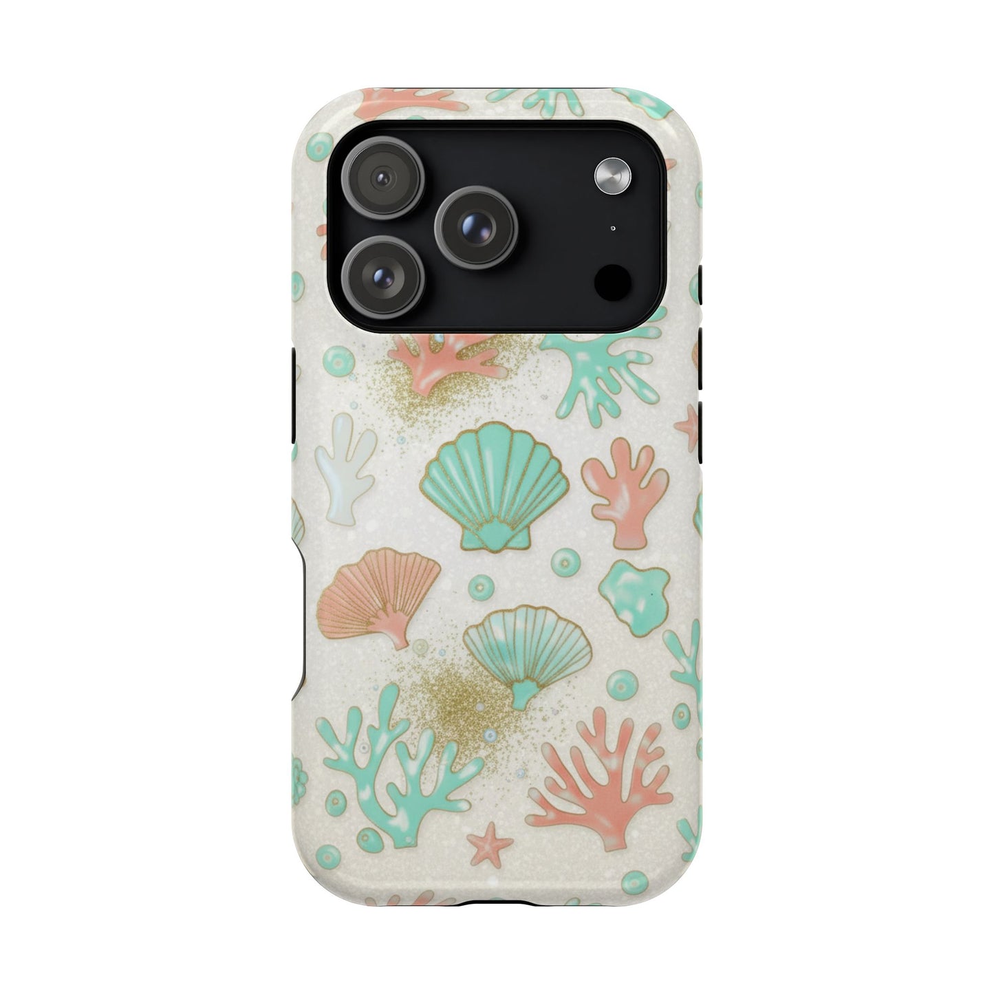 Sea Shells Magnetic Impact Phone Case — Pastel Coral & Teal Beach Design