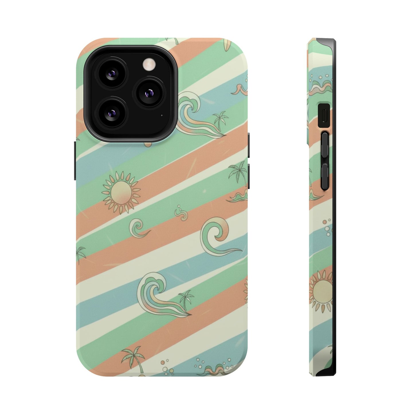 Magnetic Impact-Resistant Phone Case — Retro Surf Stripes