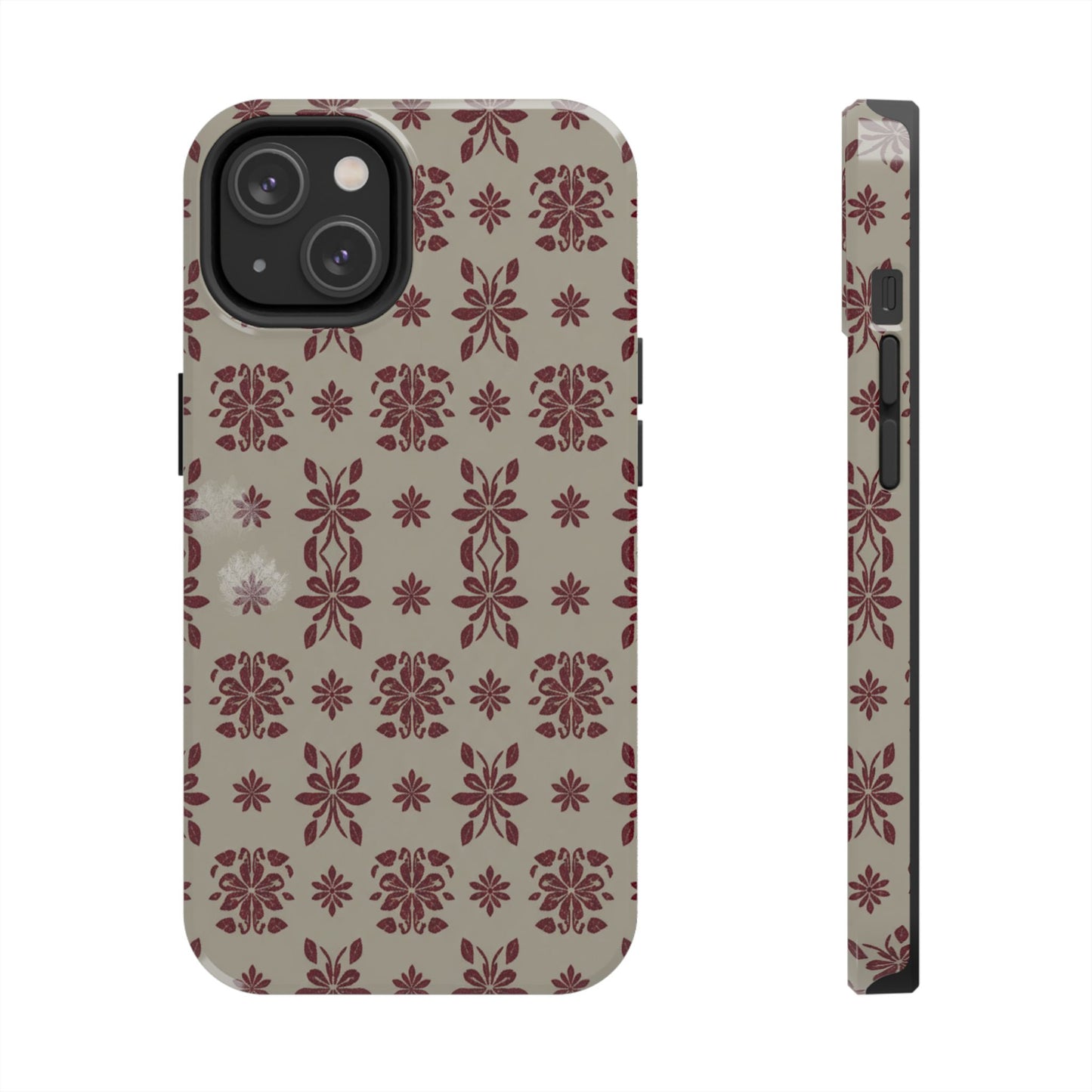 Tough Phone Case — Vintage Red Floral Pattern Protective Cover