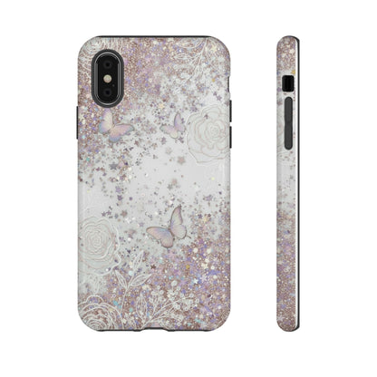 Butterfly Glitter Tough Phone Case — Floral Sparkle Protective Case