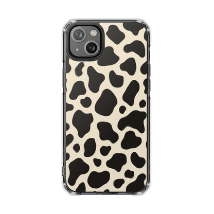 Cow Print Clear Magnetic Phone Case — Impact-Resistant Stylish Protection