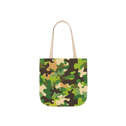 Camo Canvas Tote Bag — Green Military Print Reusable Market Bag