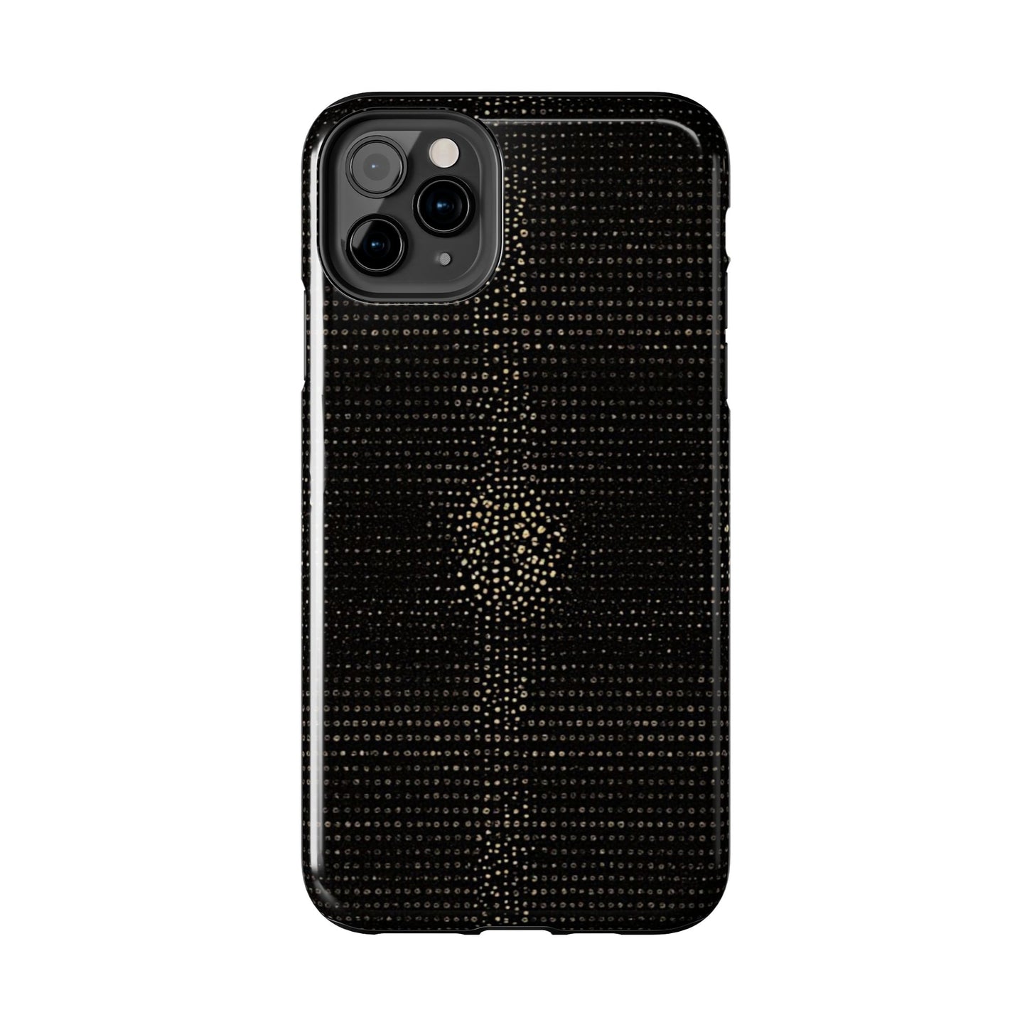 Tough Phone Case — Black Textured Metallic Dot Shield
