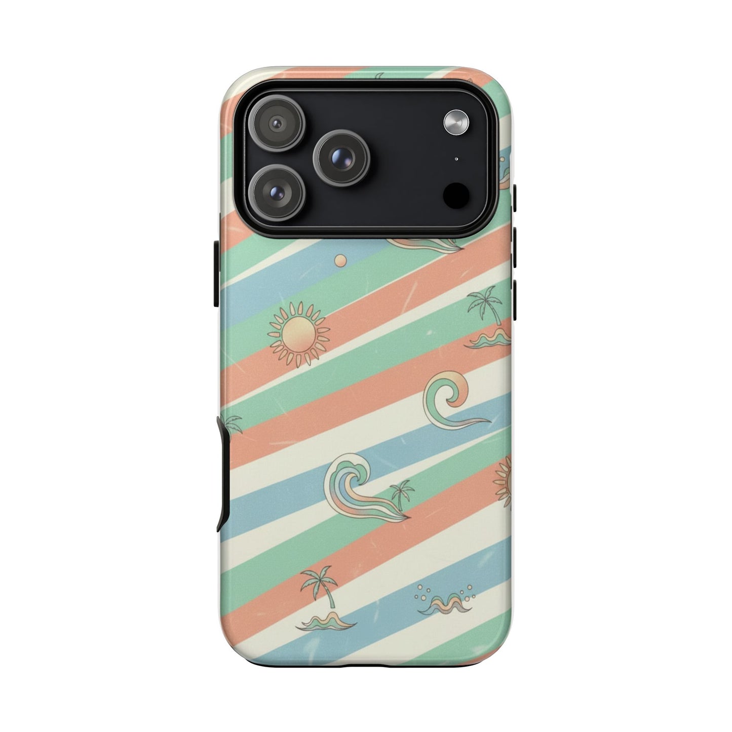Surf Stripe Tough Phone Case — Retro Beach Waves Pattern
