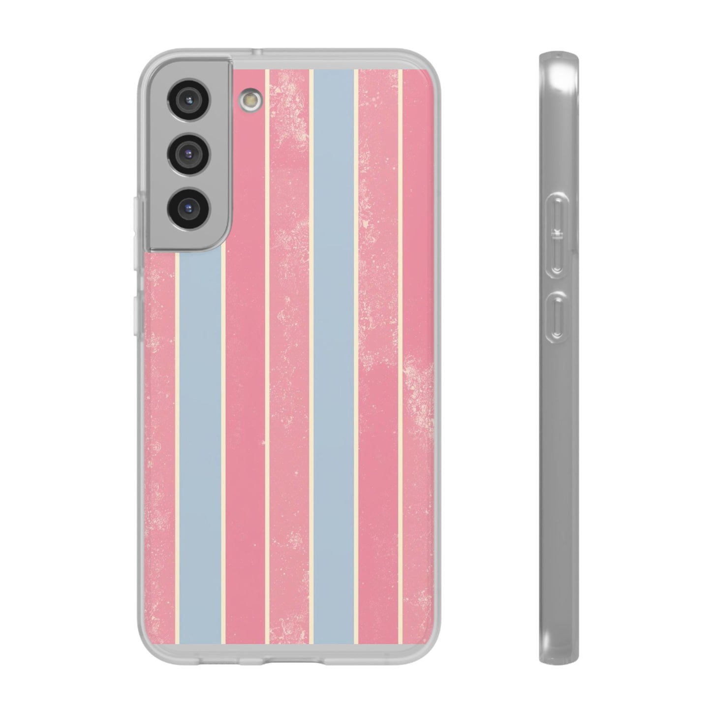 Striped Pink & Blue Phone Case — Retro Pastel Flexi Case