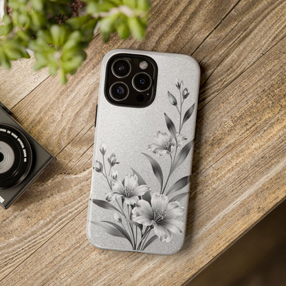Floral Monochrome Phone Case — Elegant Black & White Lily Design