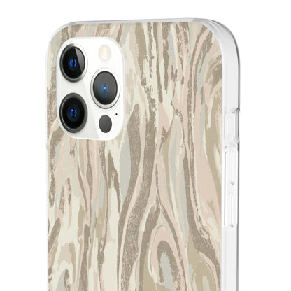 Neutral Marble Swirl Flexi Phone Case — Beige Abstract Protective Cover