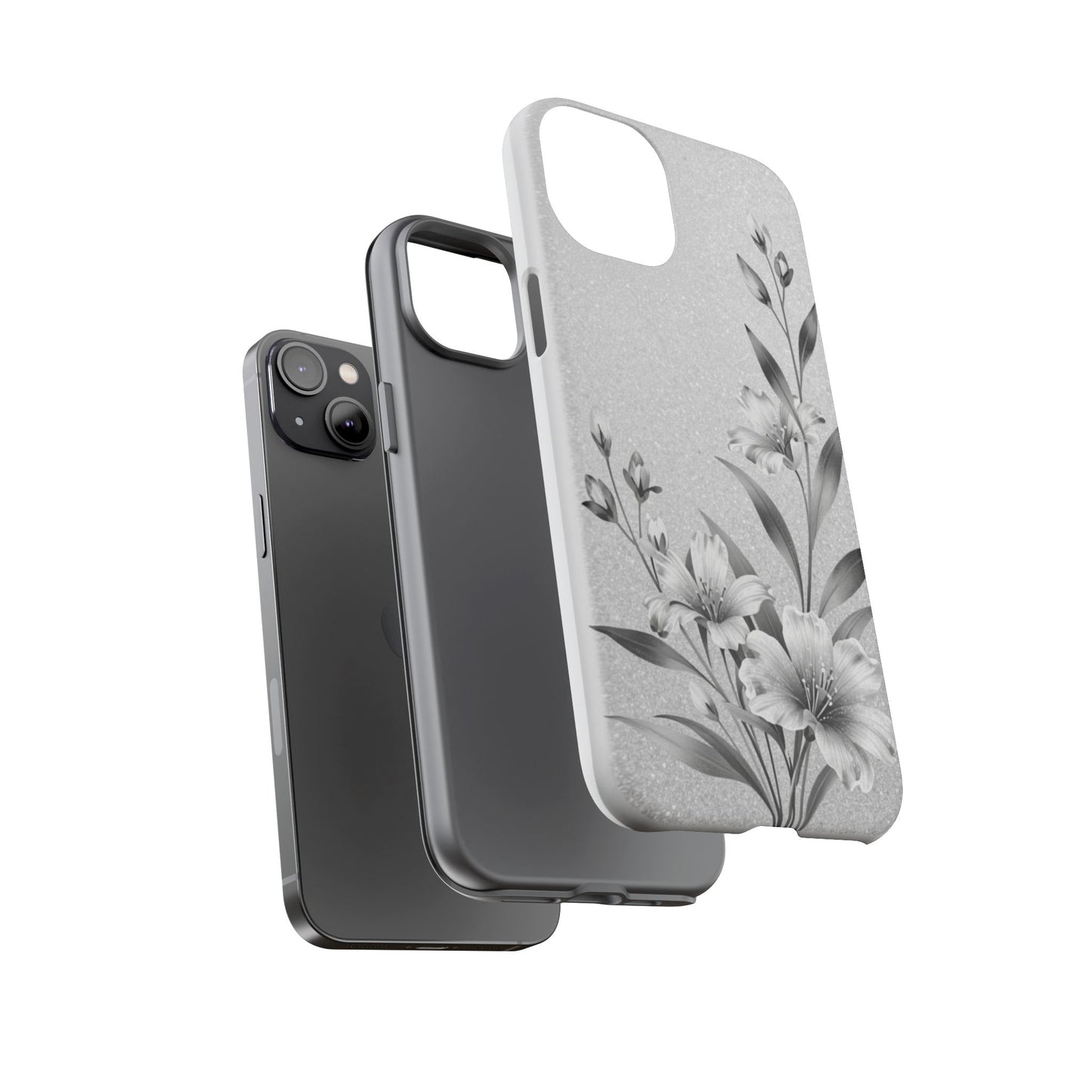 Floral Monochrome Phone Case — Elegant Black & White Lily Design