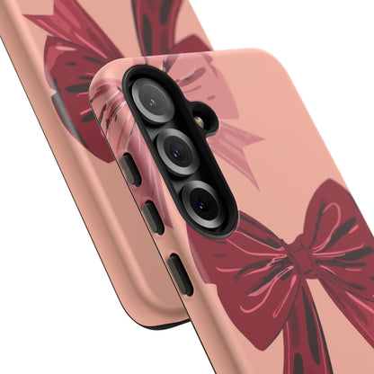 Bow Pattern Tough Phone Case — Pink, Red & Black Decorative Bows
