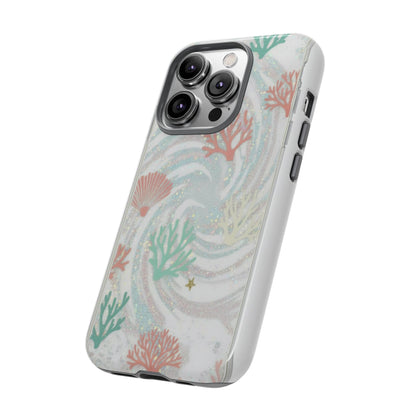 Seafoam Coral Tough Phone Case - Pastel Ocean Wave Design