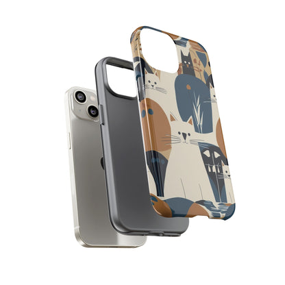 Cat Pattern Phone Case – Retro Abstract Cats Protective iPhone Cover
