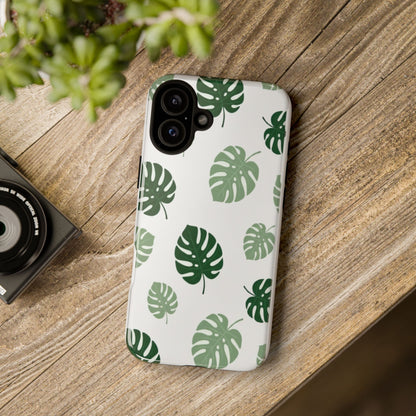 Monstera Leaf Tough Phone Case – Tropical Green Palm Pattern Protective Cover