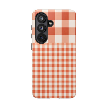 Buffalo Check Tough Phone Case — Orange Gingham Protective Cover