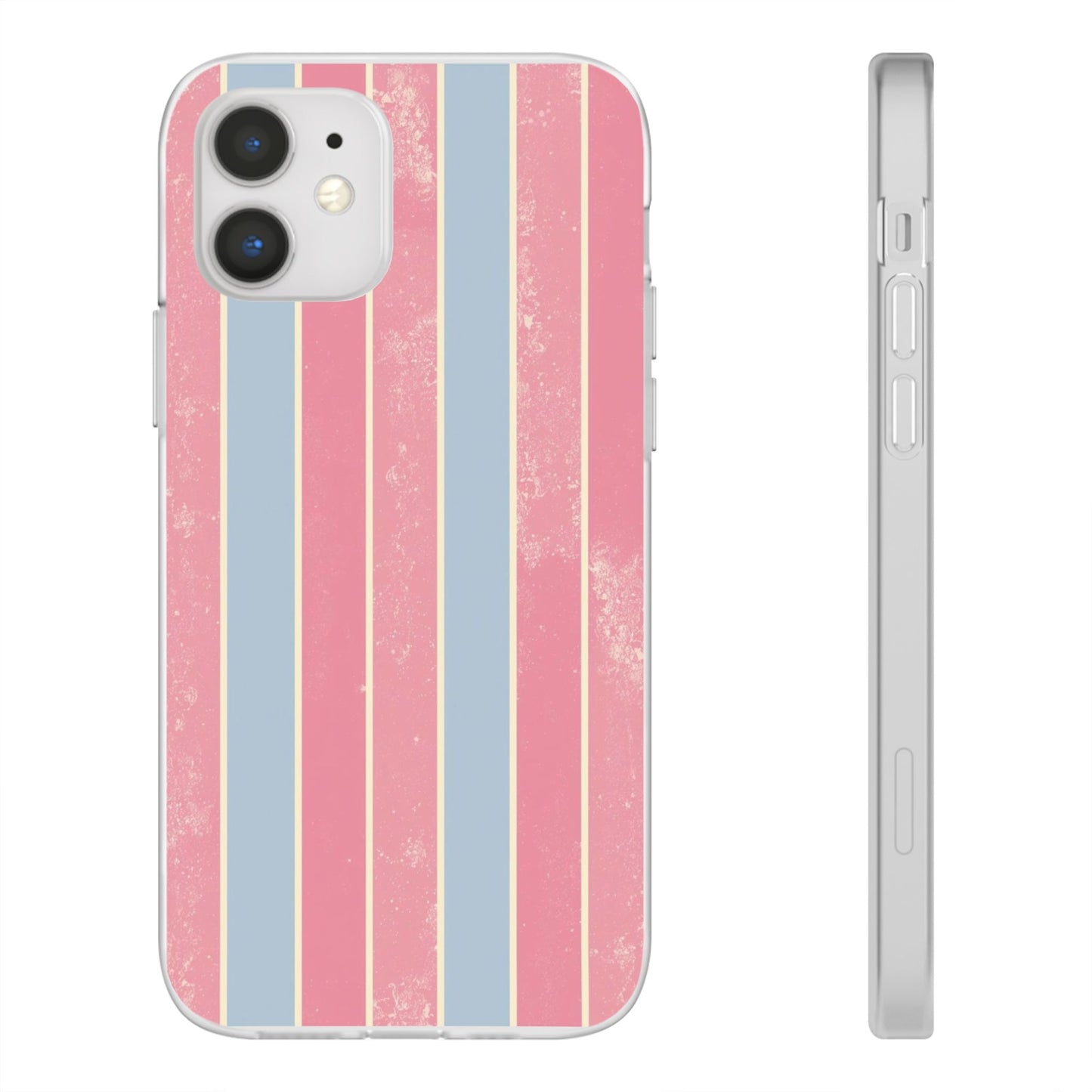 Striped Pink & Blue Phone Case — Retro Pastel Flexi Case