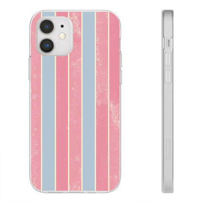 Striped Pink & Blue Phone Case — Retro Pastel Flexi Case