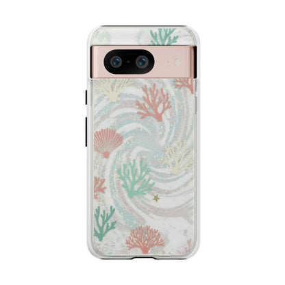Seafoam Coral Tough Phone Case - Pastel Ocean Wave Design