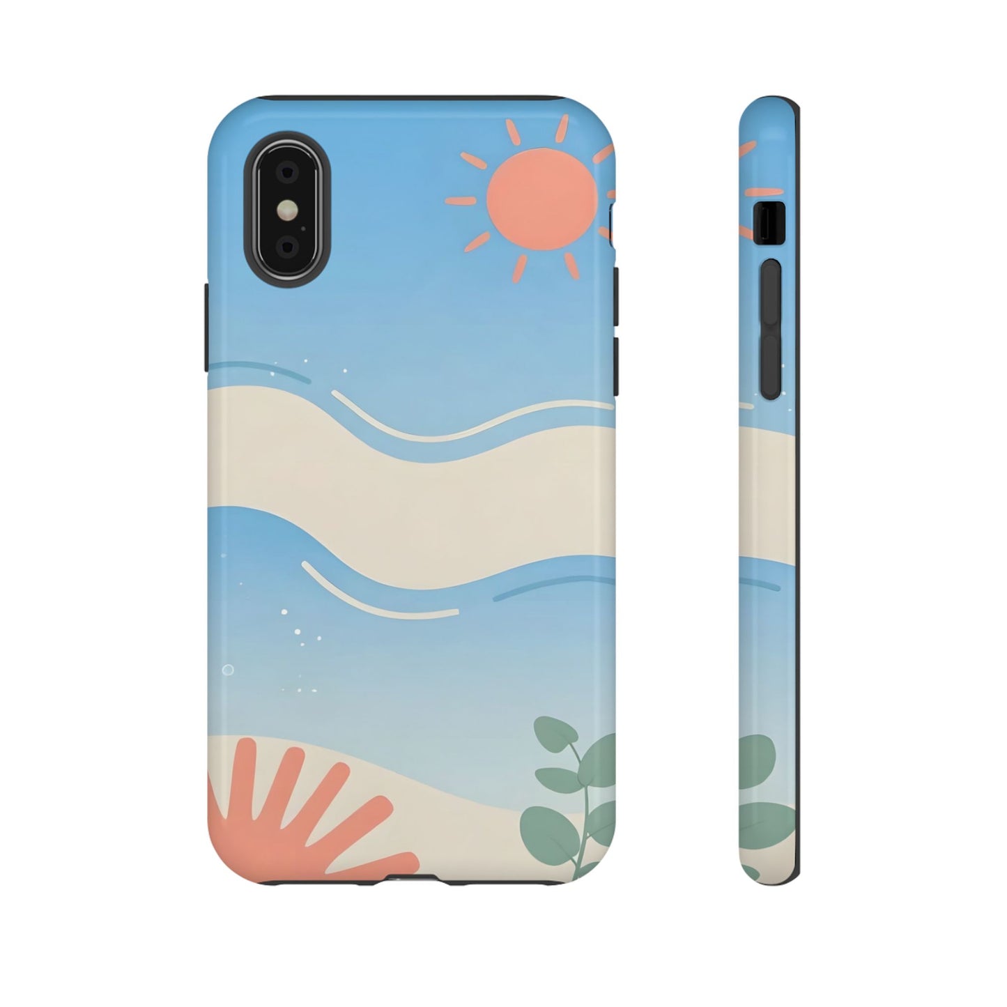 Beach Waves Tough Phone Case — Summer Sun & Seashell Protective Cover