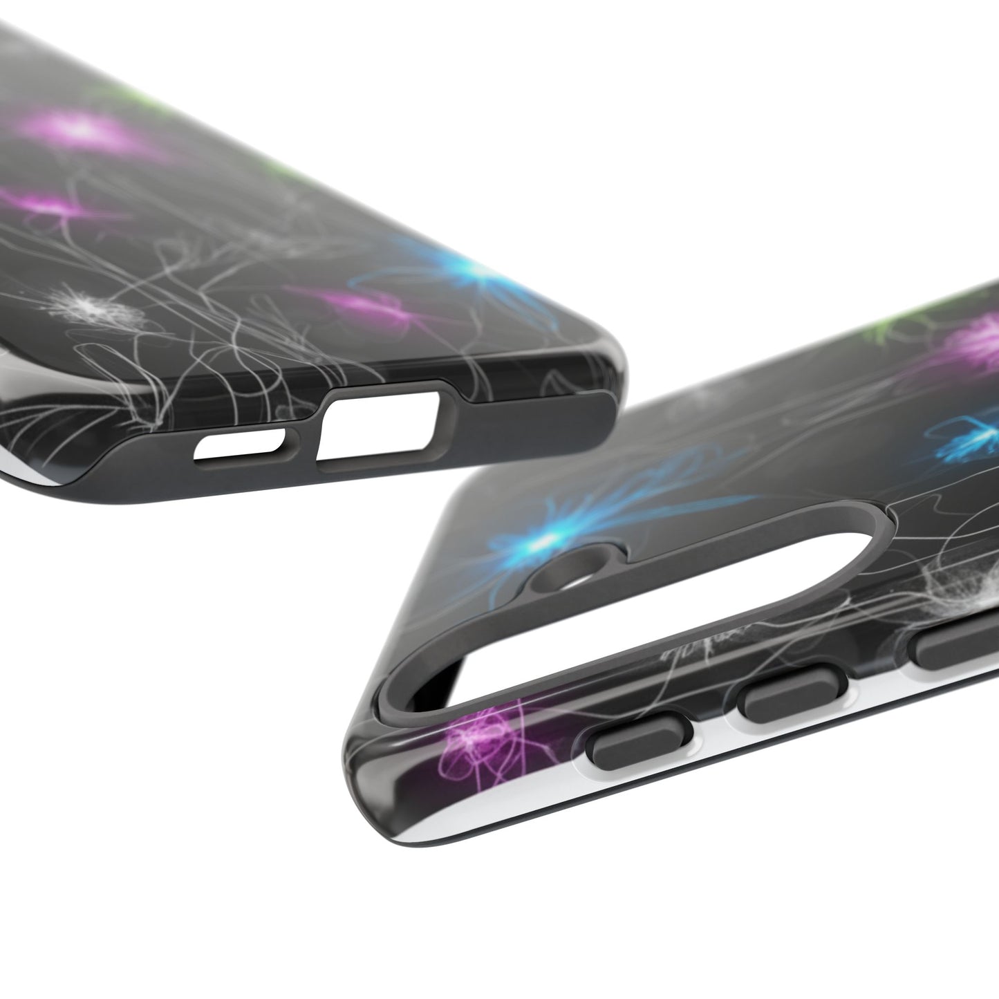 Neon Floral Tough Phone Case — Glow Flower Protective iPhone Cover