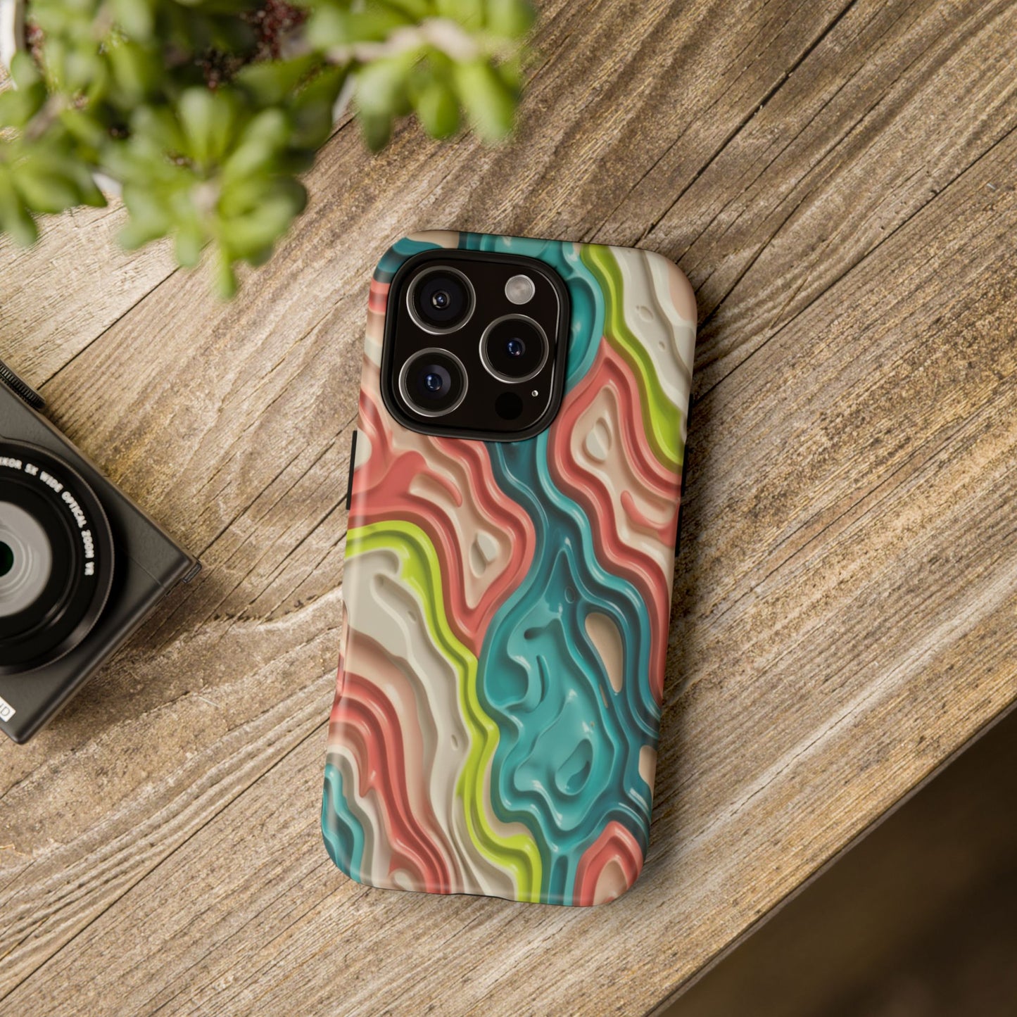 Abstract Contour Phone Case — Colorful Topographic Pattern Tough Case