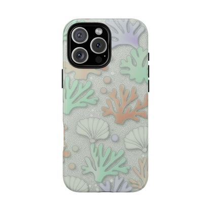 Pastel Coral Reef Tough Phone Case – Sea Shell & Coral Pattern Durable Protector