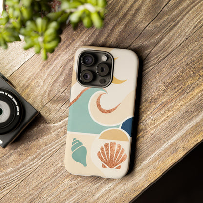 Sea Breeze Tough Phone Case — Retro Waves & Shells Design