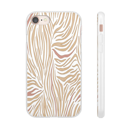 Neutral Zebra Print Flexi Case — Beige & Rose Gold Animal Pattern Phone Cover