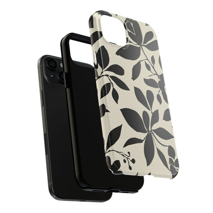 Tough Phone Case — Black Floral Silhouette Protective Cover
