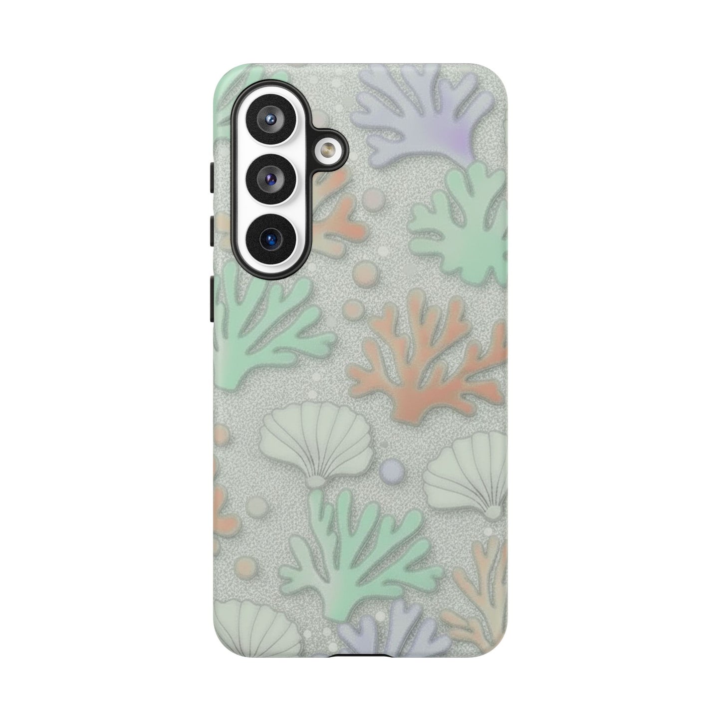 Pastel Coral Reef Tough Phone Case – Sea Shell & Coral Pattern Durable Protector