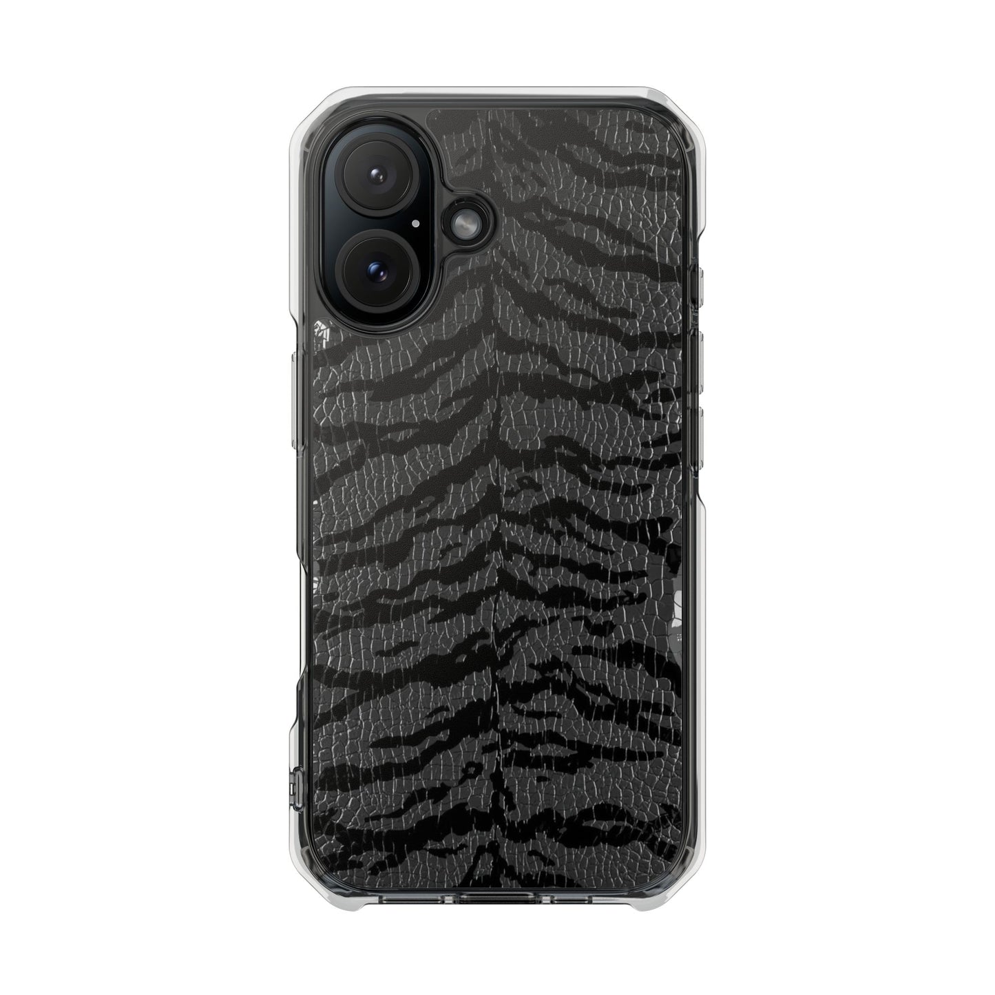 Clear Magnetic Impact Phone Case — Black Tiger Stripe