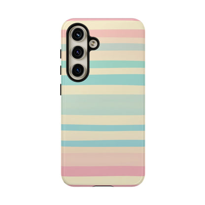 Pastel Striped Tough Phone Case – Protective Retro Rainbow Design