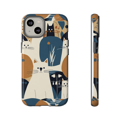 Cat Pattern Phone Case – Retro Abstract Cats Protective iPhone Cover