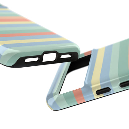 Pastel Striped Phone Case — Retro Horizontal Multi-Color Tough Case