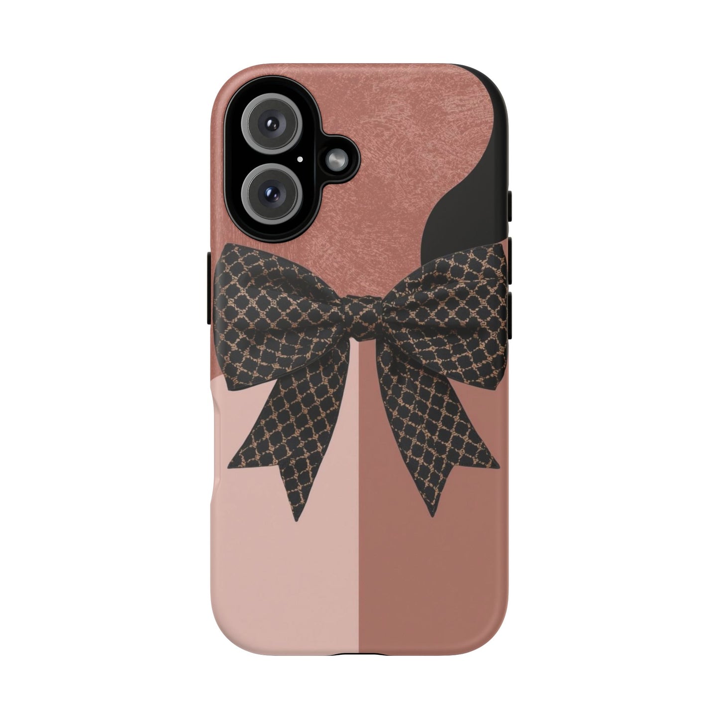 Bow Stripe Tough Phone Case – Pink Mauve Protective Cover