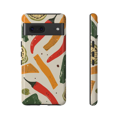 Spicy Peppers Phone Case – Colorful Chili, Lime & Citrus Pattern