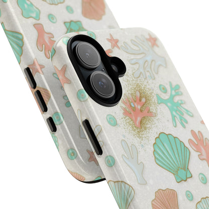 Seashell Coral Phone Case — Pastel Beach Shells Protective Tough Case