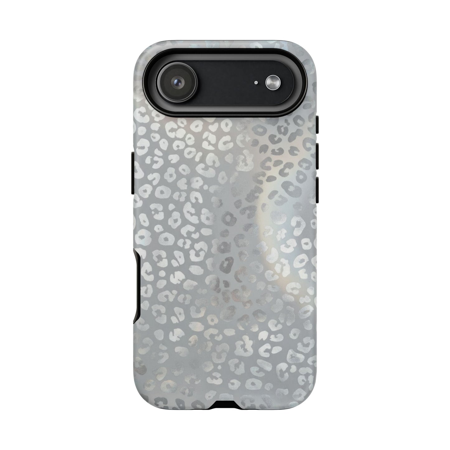 Grey Leopard Print Tough Phone Case — Durable Protective iPhone Cover
