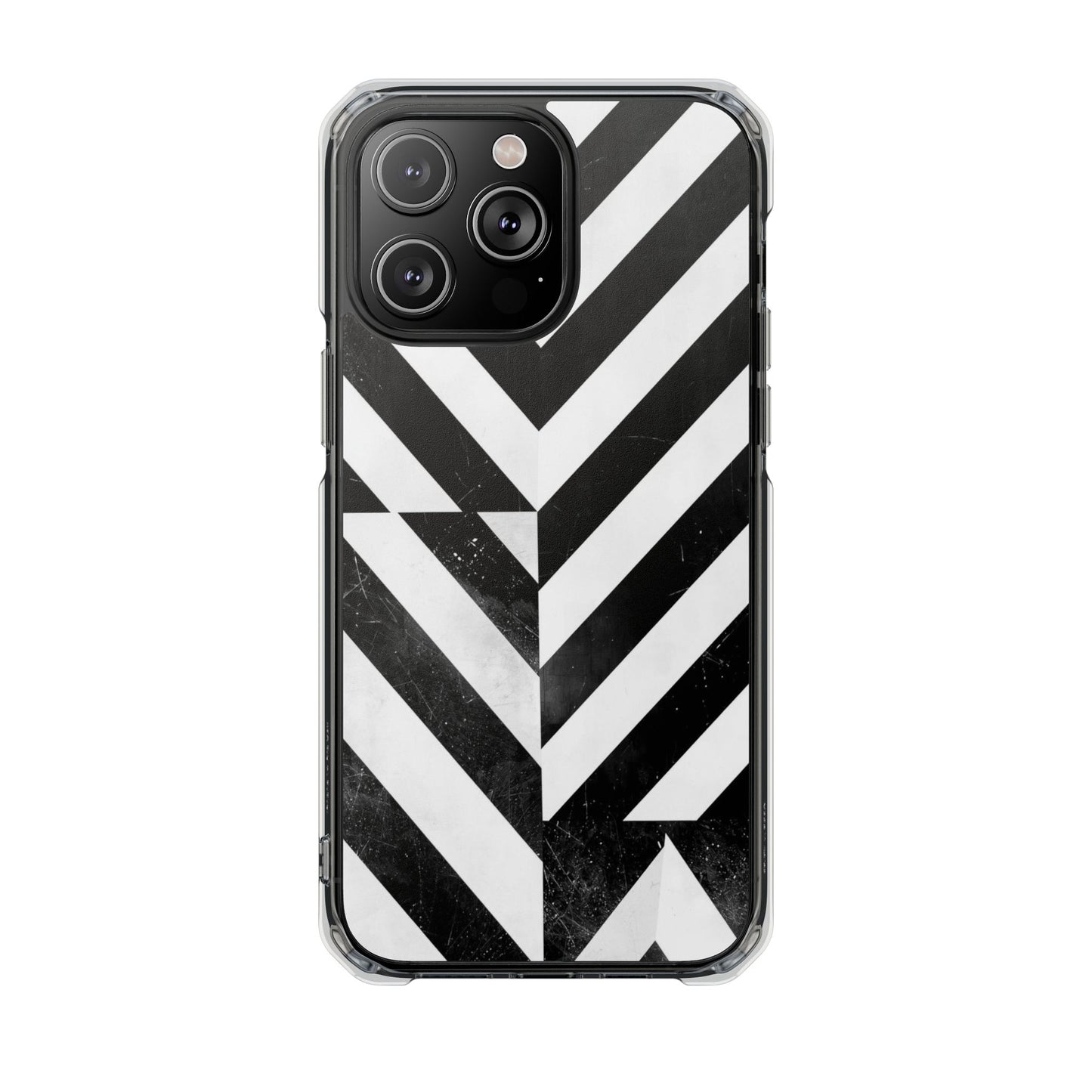 Clear Magnetic Phone Case — Bold Black & White Chevron Impact Design