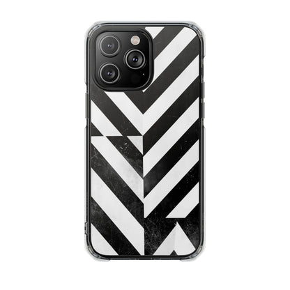 Clear Magnetic Phone Case — Bold Black & White Chevron Impact Design