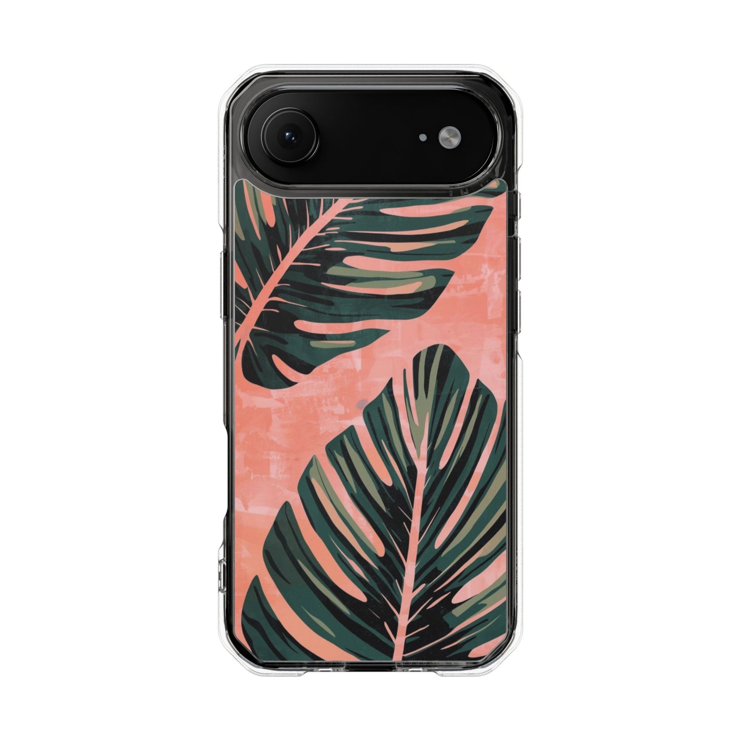 Clear Impact Phone Case — Tropical Palm Leaf Design (Magnetic Compatible)