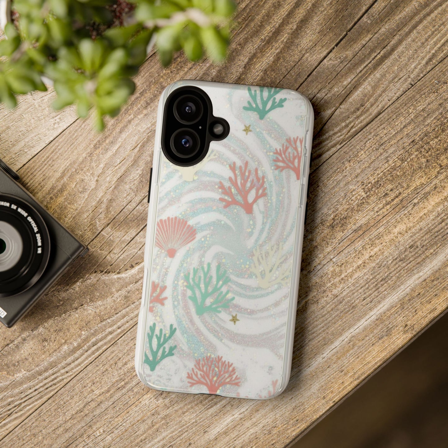 Seafoam Coral Tough Phone Case - Pastel Ocean Wave Design