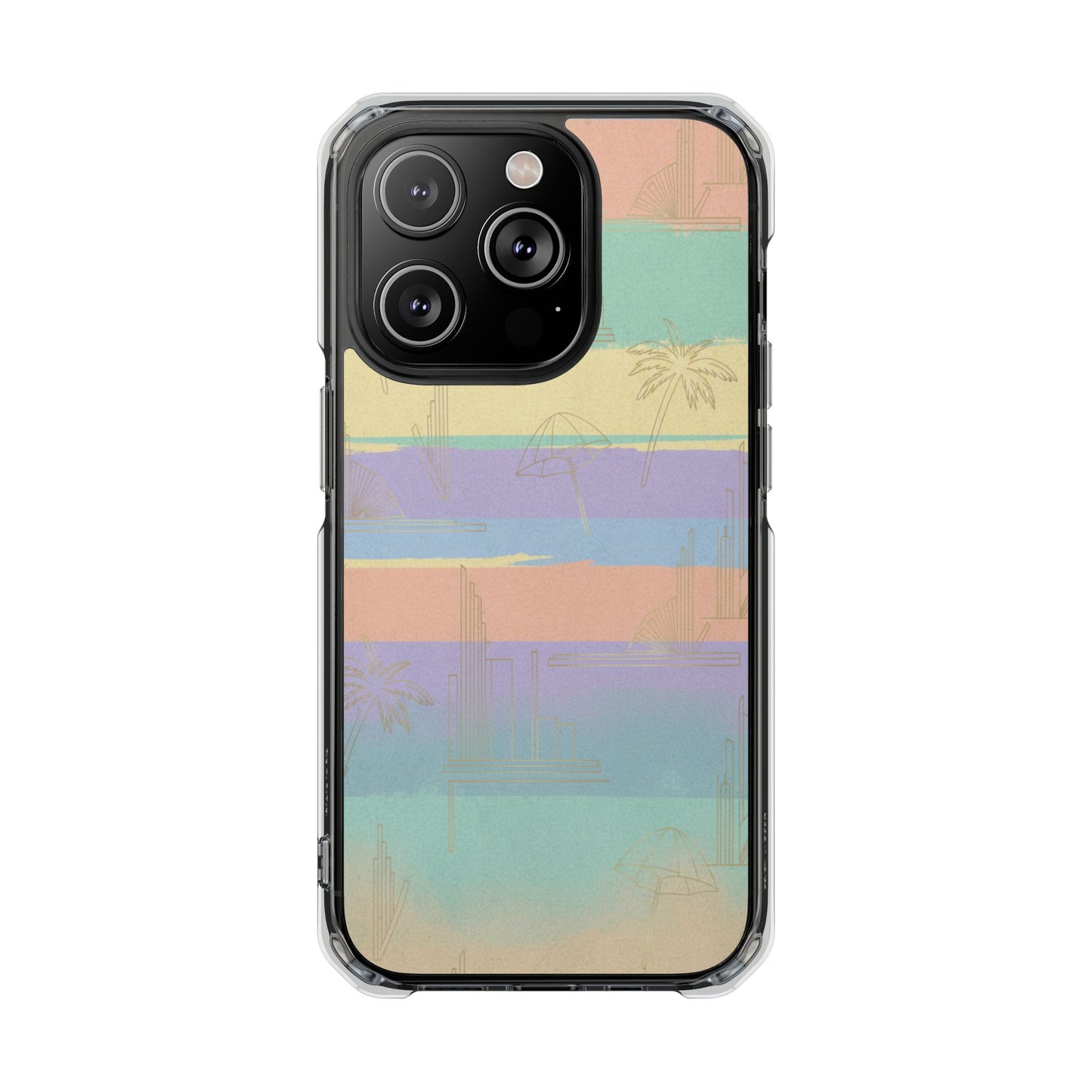 Pastel Stripe Clear Magnetic Impact Phone Case — Retro Beach Vibes