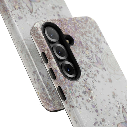 Butterfly Glitter Tough Phone Case — Floral Sparkle Protective Case