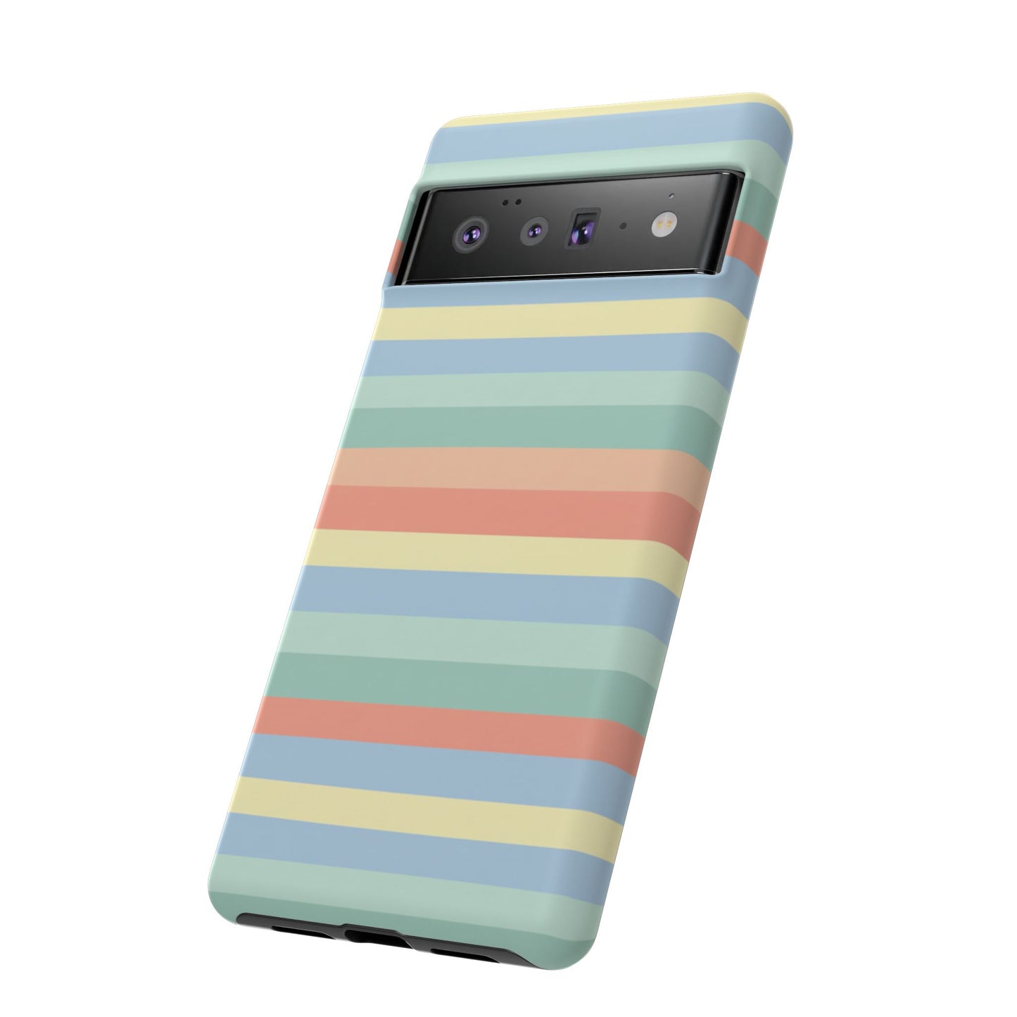 Pastel Striped Phone Case — Retro Horizontal Multi-Color Tough Case