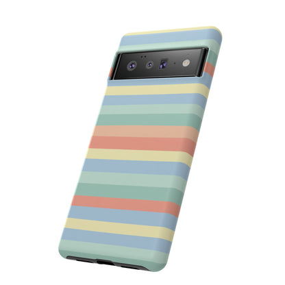 Pastel Striped Phone Case — Retro Horizontal Multi-Color Tough Case
