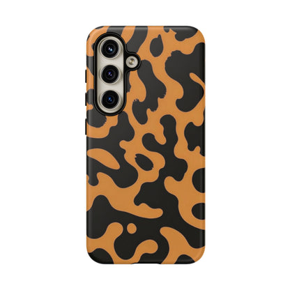 Leopard Print Phone Case — Orange & Black Tough Pattern Protective Cover