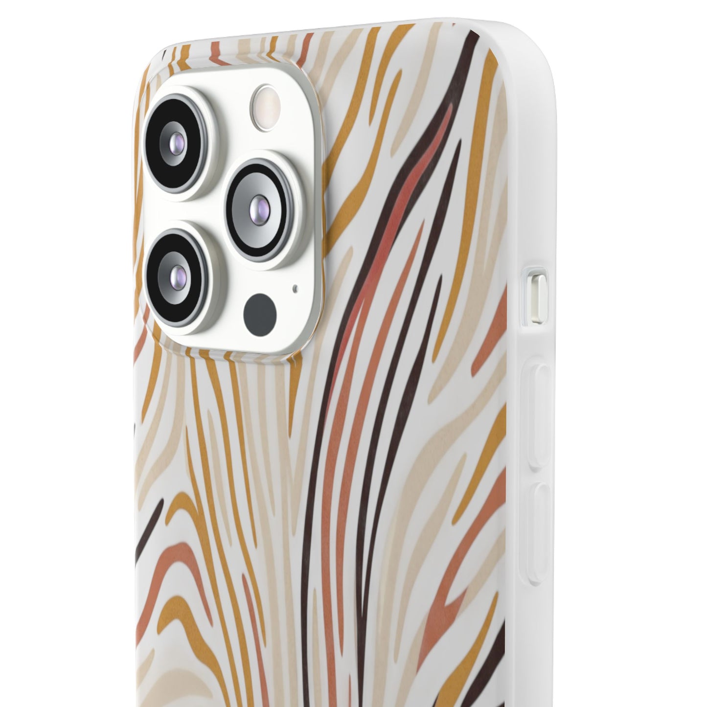 Marbled Neutral Stripe Phone Case — Abstract Beige & Terracotta Flexi Case